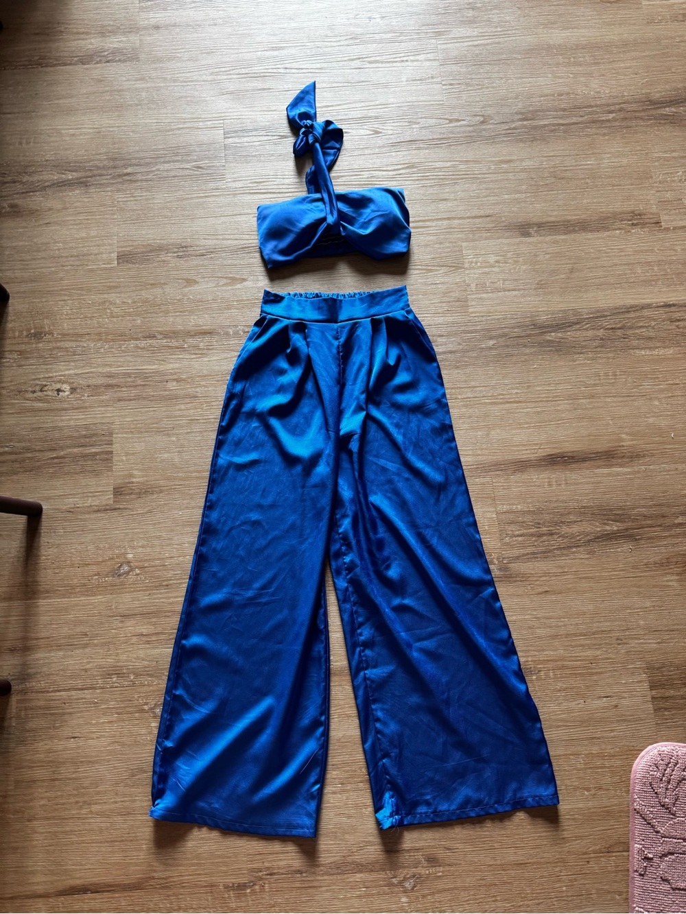 2 piece satin set high waisted